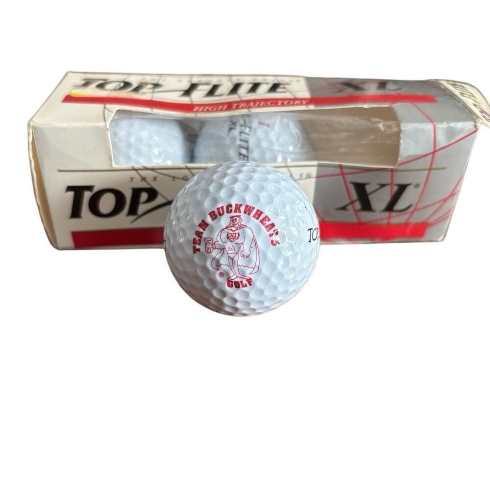 Team Buckwheats Logo Top Flight High Trajectory Golf Balls Red 1 New Box Of 3